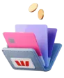 Stack of cash with Westpac logo